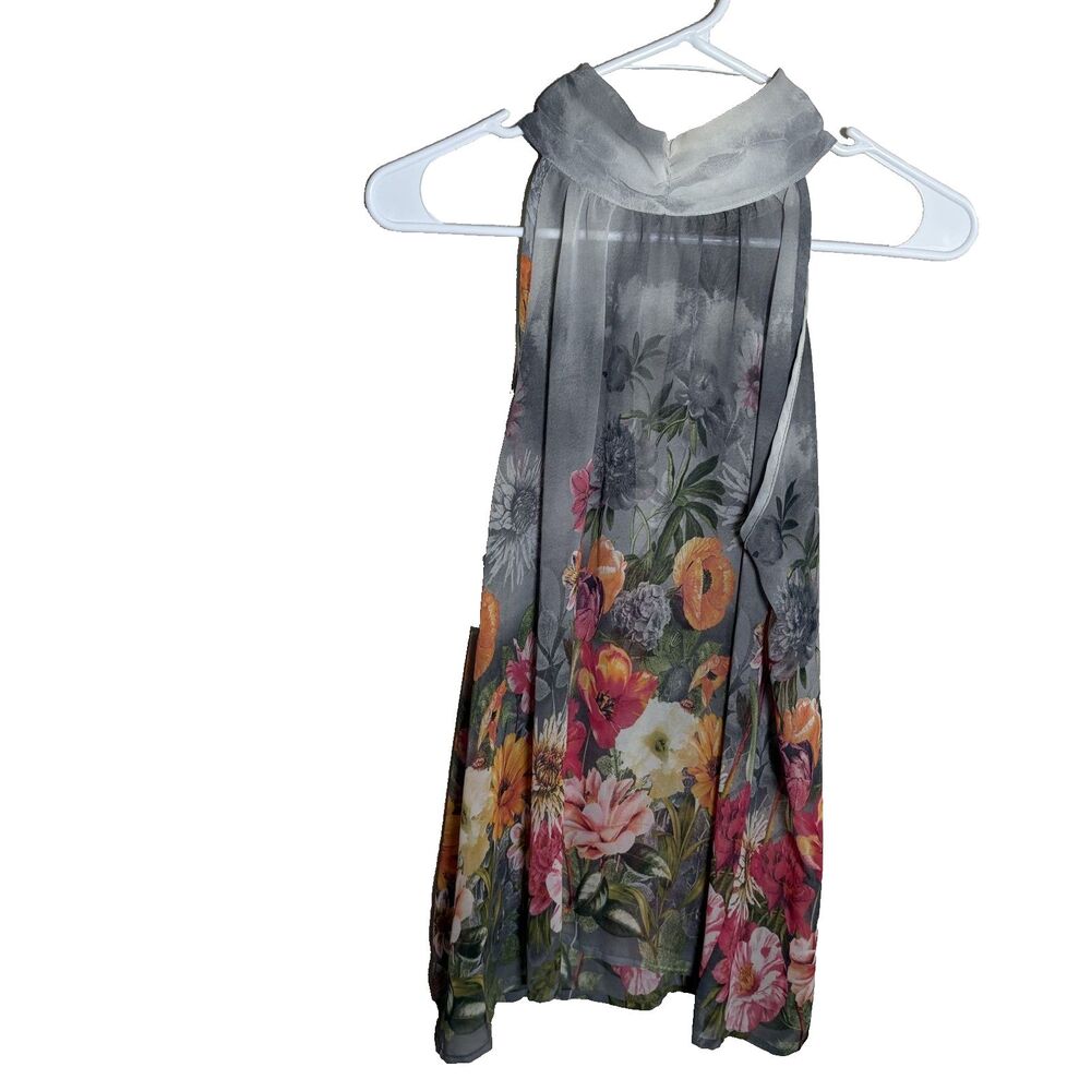 Rokoko by Dazz Blouse Women's Small Made in USA Floral Sleeveless Tank Top